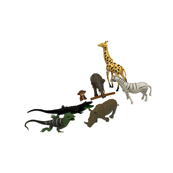 Set Of 8 Assorted Wild Animal Figurines Plastic Toy Set - Picture 11 of 16